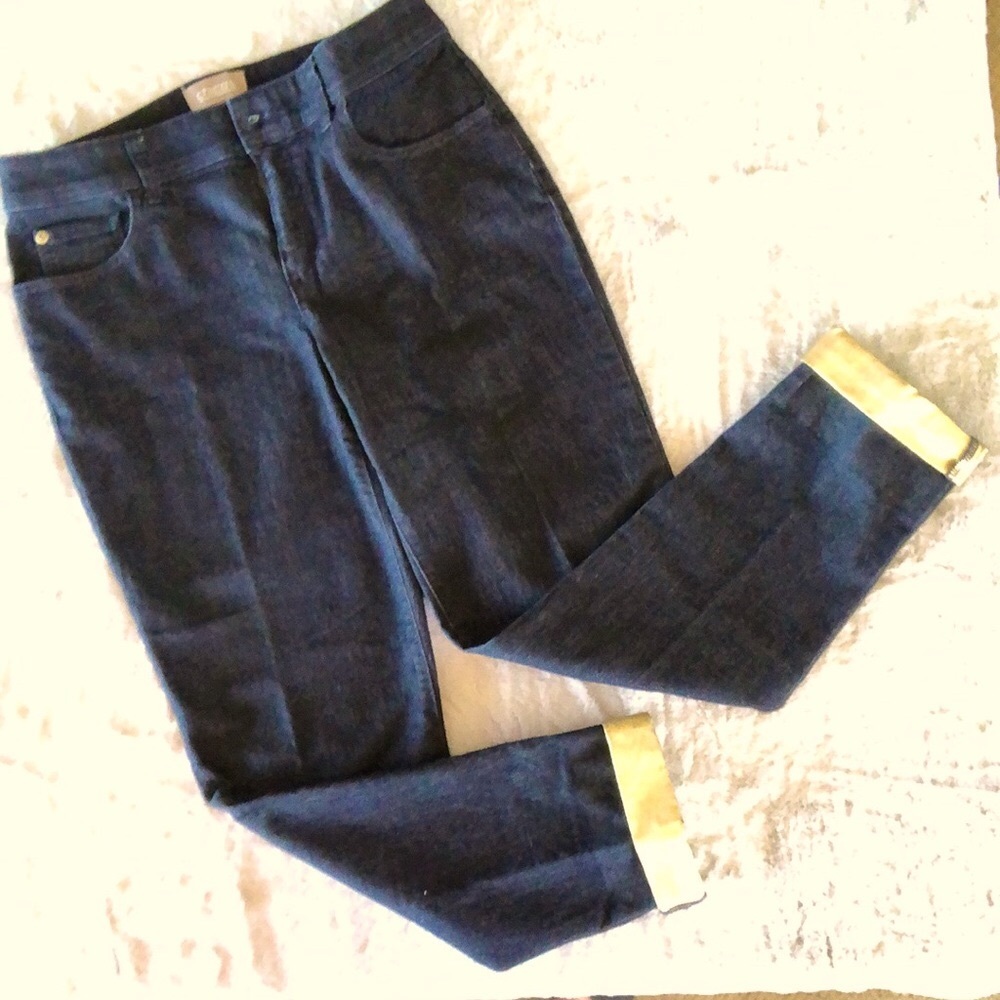 💖 Chico’s ‘Jessie’ Ankle Jeans with Gold Foil Cuffs